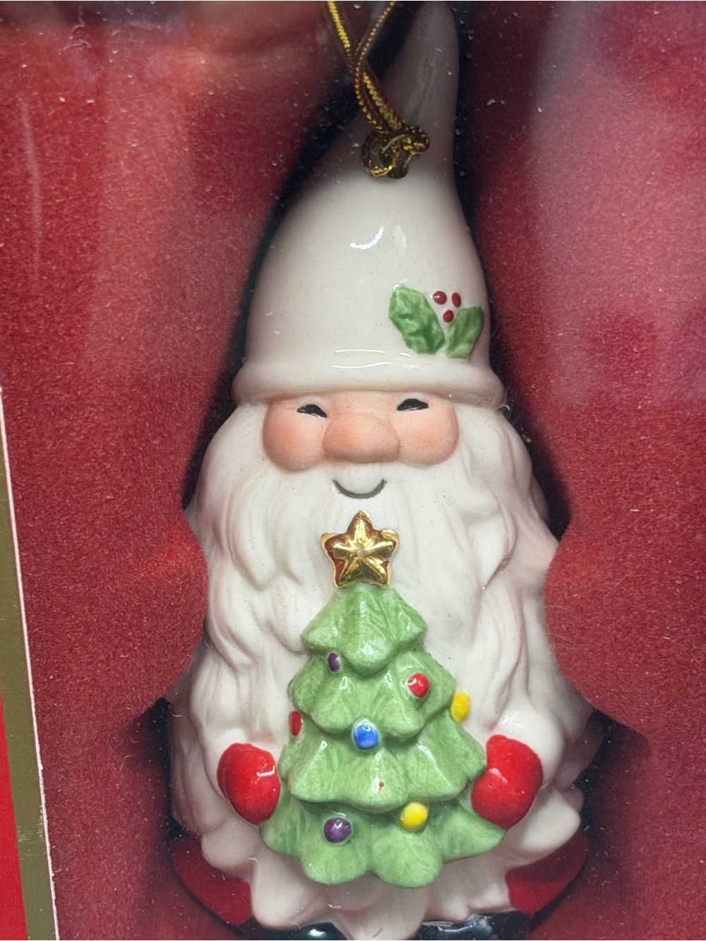 Lenox Christmas Santa Holding Tree Porcelain Ornament – Original Box
